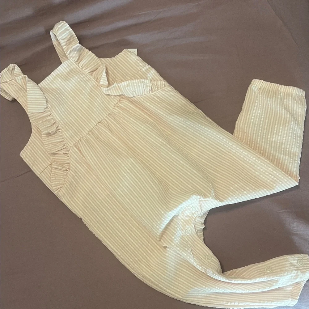 NWT Carter’s Pink Seersucker Ruffle Romper 12M Baby Striped Jumpsuit One Piece